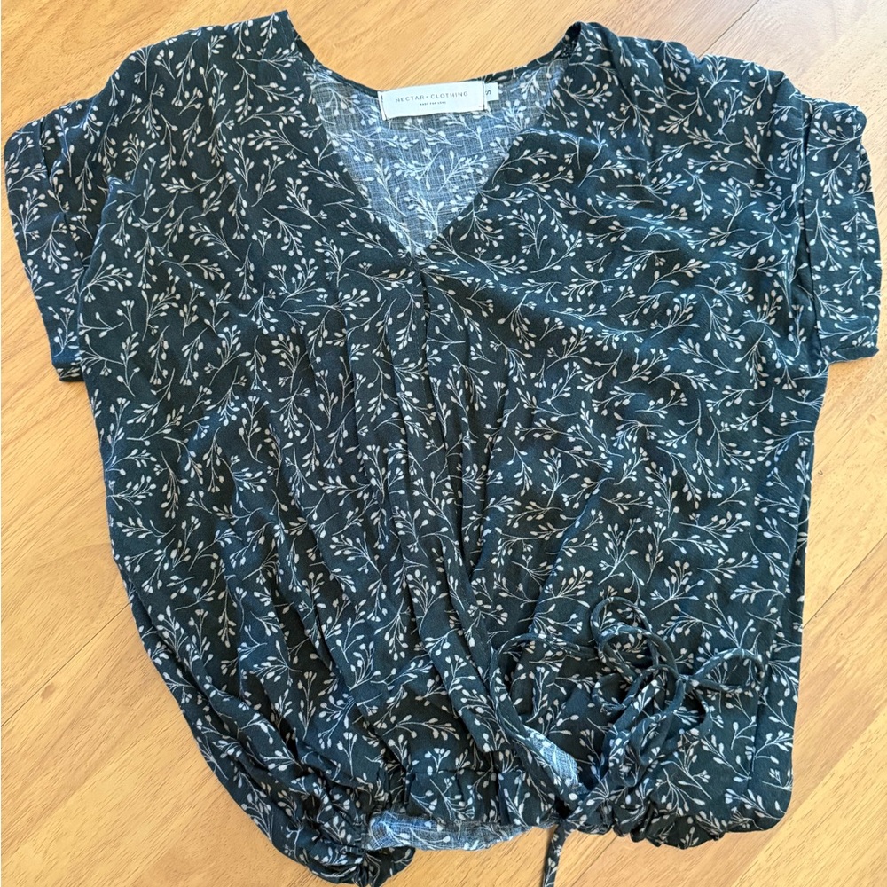 Floral V-Neck Wrapped Women Top